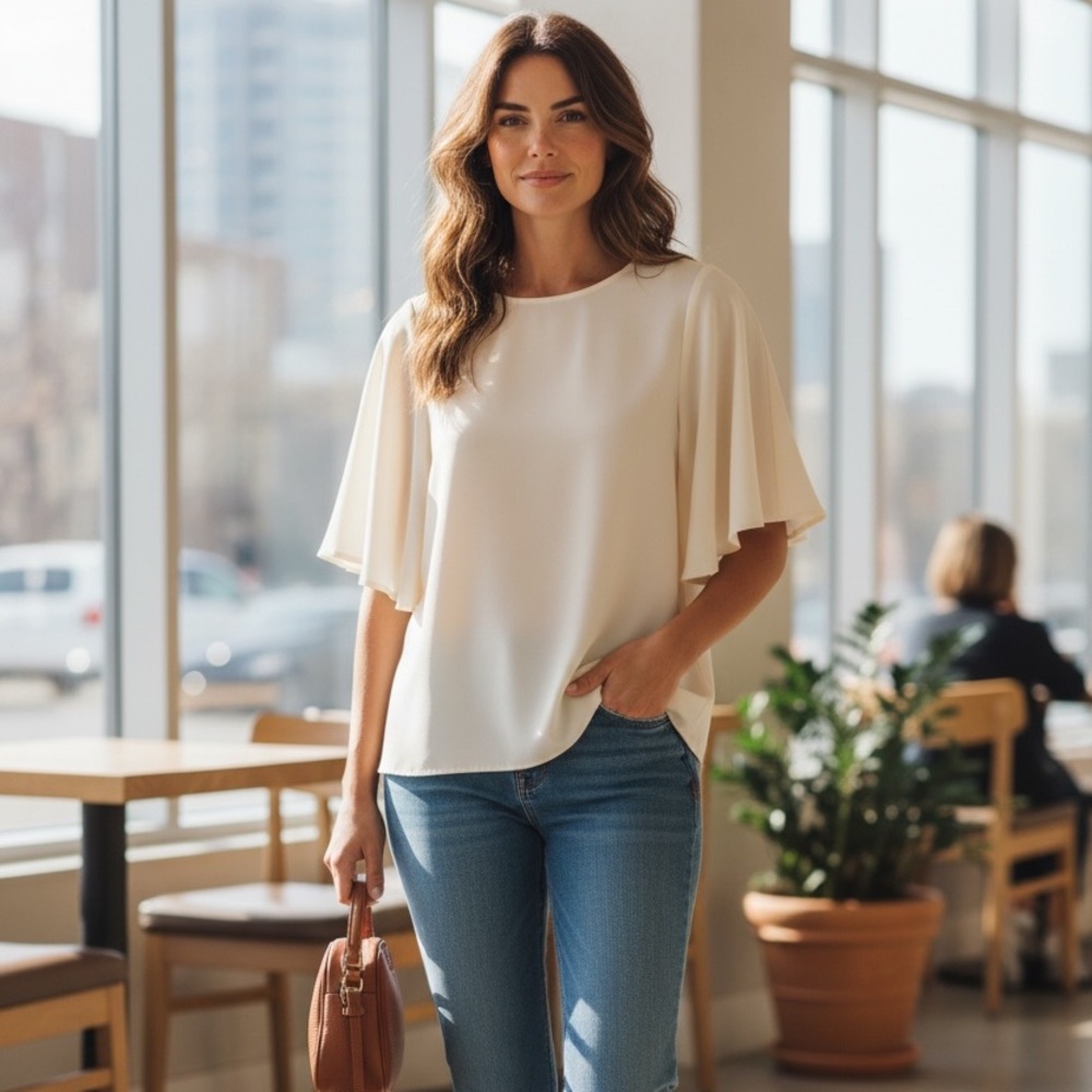 Zara Basics elegant batwing top